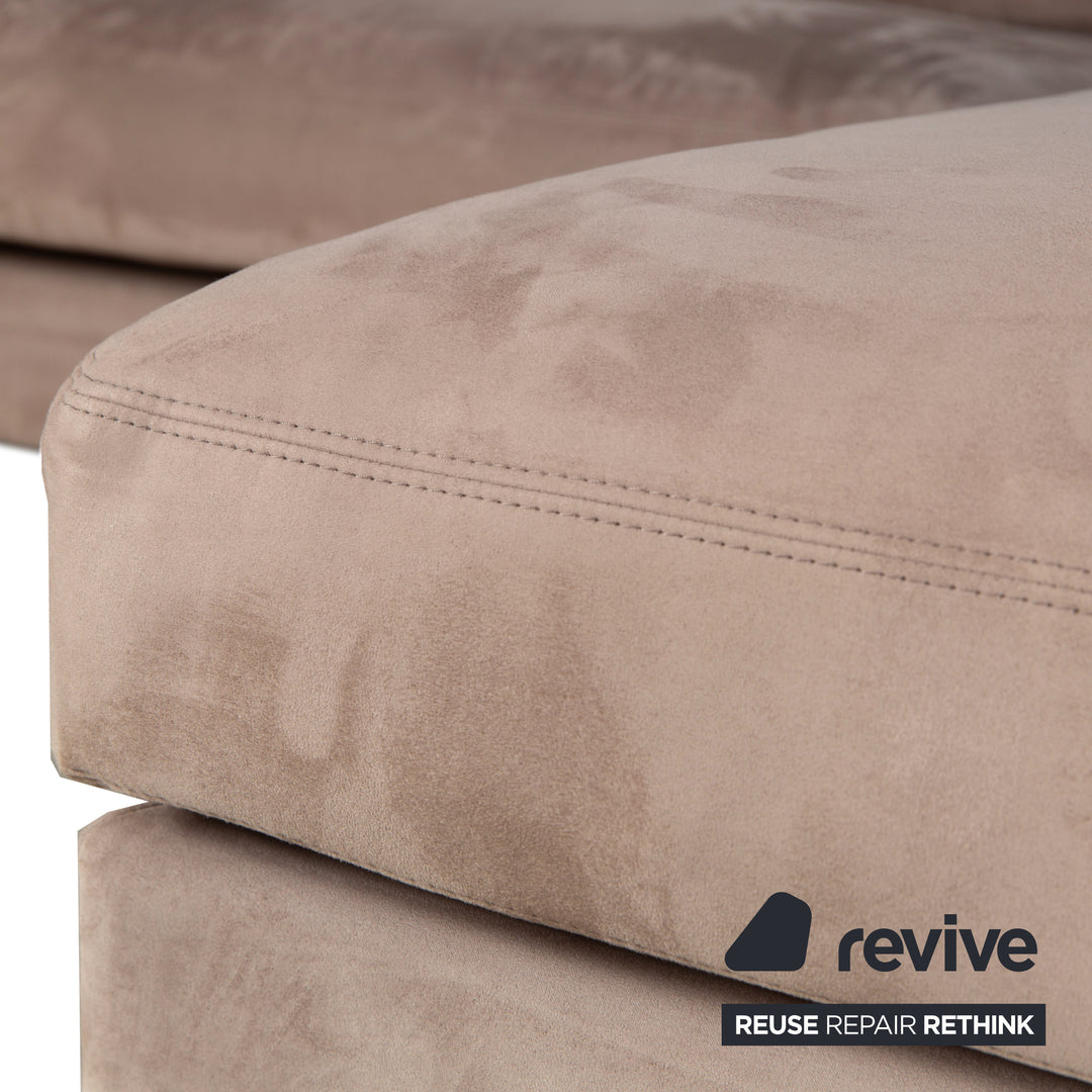 Garnitur Erpo Stoff Chrom Ecksofa Hocker Grau Beige Braun Sofa Couch Recamiere