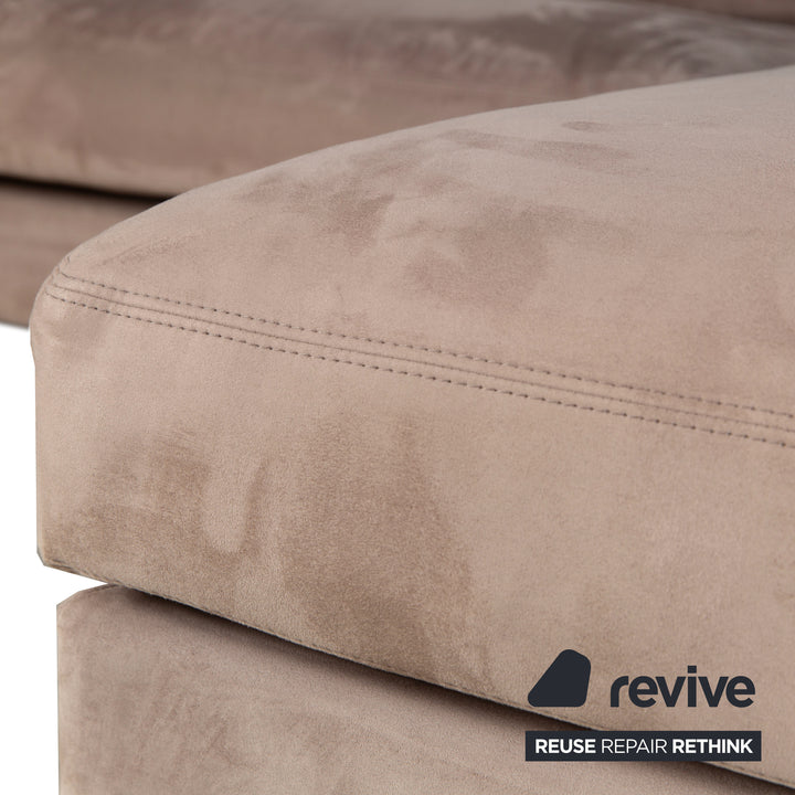 Garnitur Erpo Stoff Chrom Ecksofa Hocker Grau Beige Braun Sofa Couch Recamiere