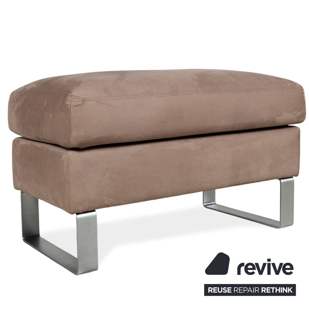 Garnitur Erpo Stoff Chrom Ecksofa Hocker Grau Beige Braun Sofa Couch Recamiere