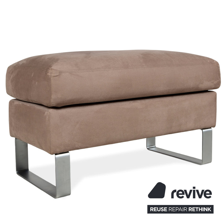 Garnitur Erpo Stoff Chrom Ecksofa Hocker Grau Beige Braun Sofa Couch Recamiere