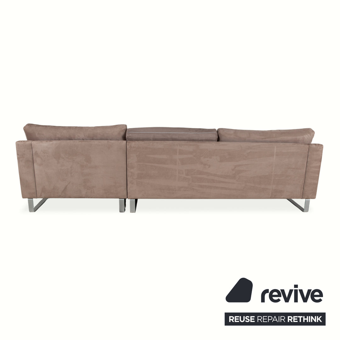 Erpo furniture set, fabric, chrome, corner sofa, stool, grey, beige, brown sofa, couch, chaise longue