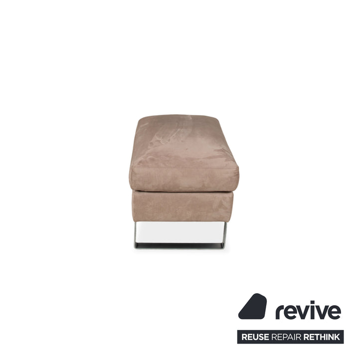 Garnitur Erpo Stoff Chrom Ecksofa Hocker Grau Beige Braun Sofa Couch Recamiere