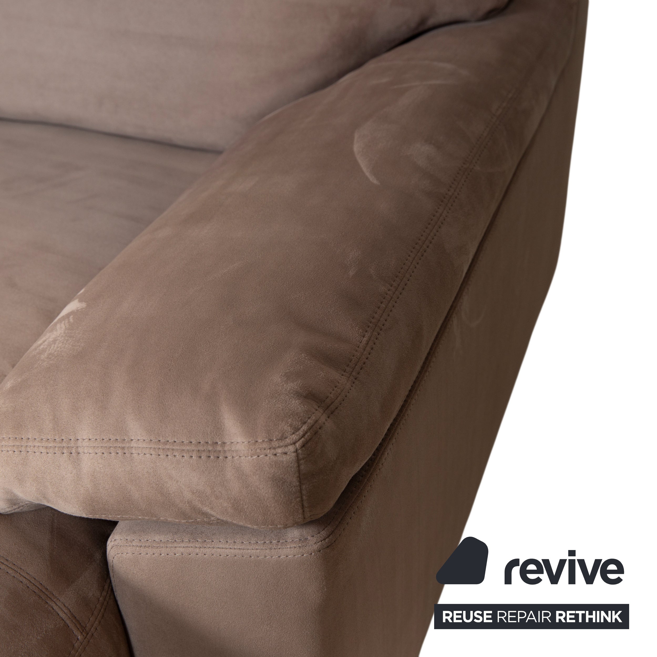 Garnitur Erpo Stoff Chrom Ecksofa Hocker Grau Beige Braun Sofa Couch Recamiere