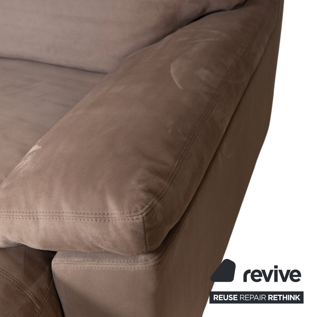 Garnitur Erpo Stoff Chrom Ecksofa Hocker Grau Beige Braun Sofa Couch Recamiere