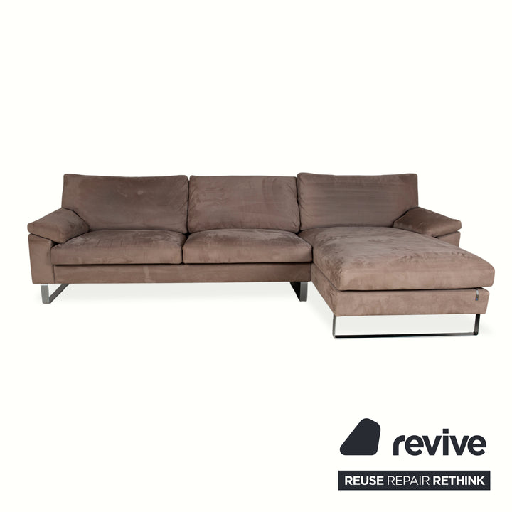 Erpo furniture set, fabric, chrome, corner sofa, stool, grey, beige, brown sofa, couch, chaise longue