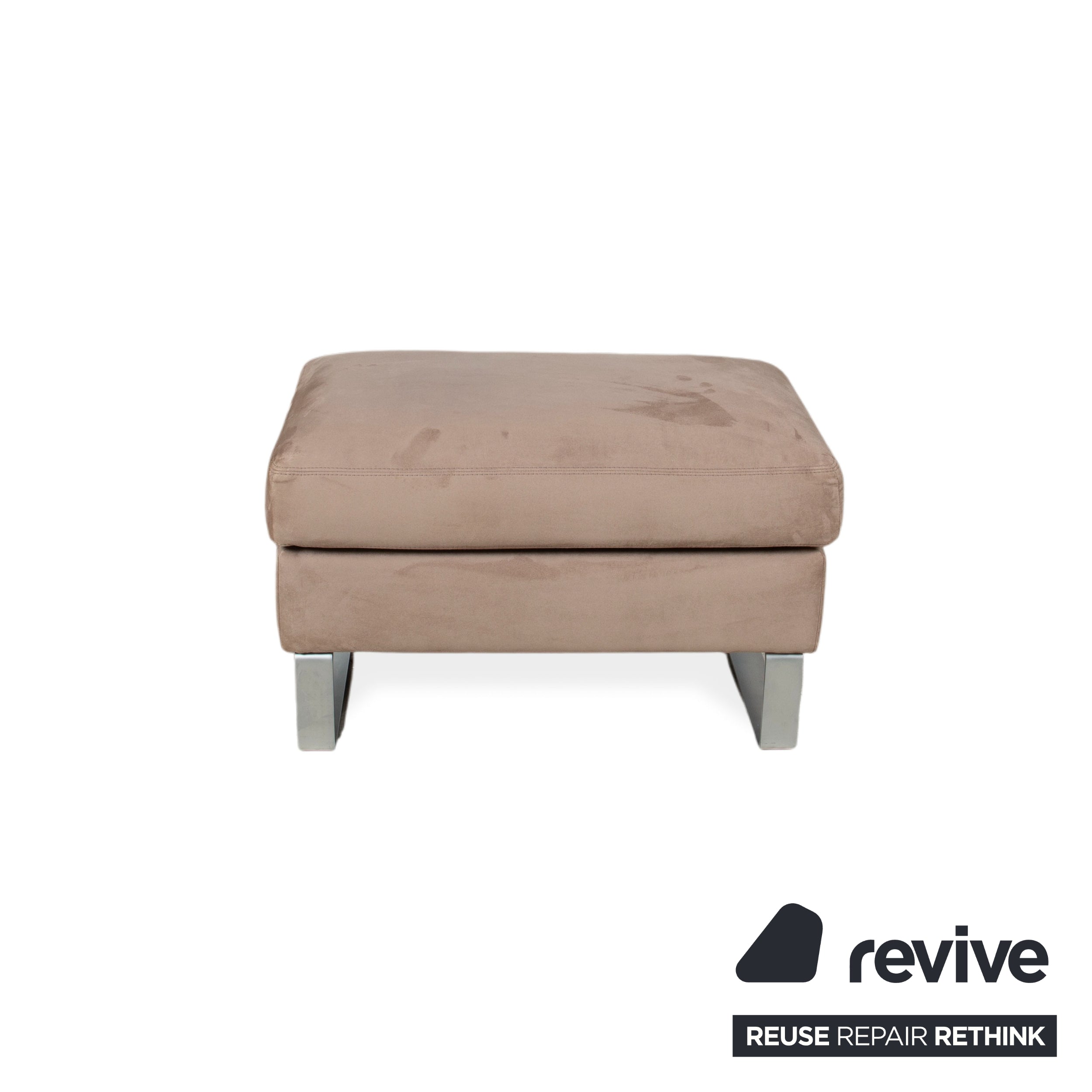 Garnitur Erpo Stoff Chrom Ecksofa Hocker Grau Beige Braun Sofa Couch Recamiere