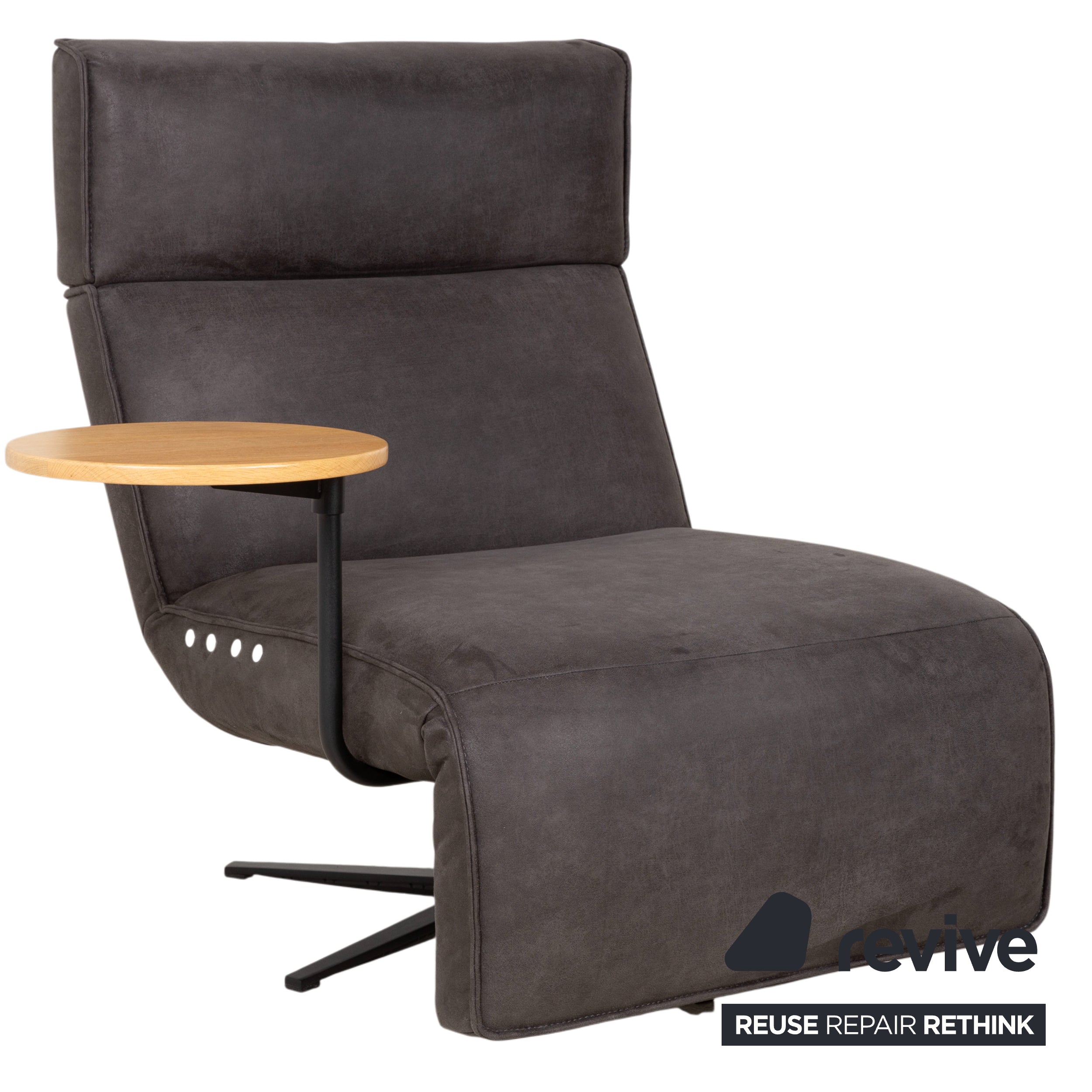 Garnitur Koinor Etino Stoff Holz Sessel Grau Anthrazit Schiefer elektrische Funktion