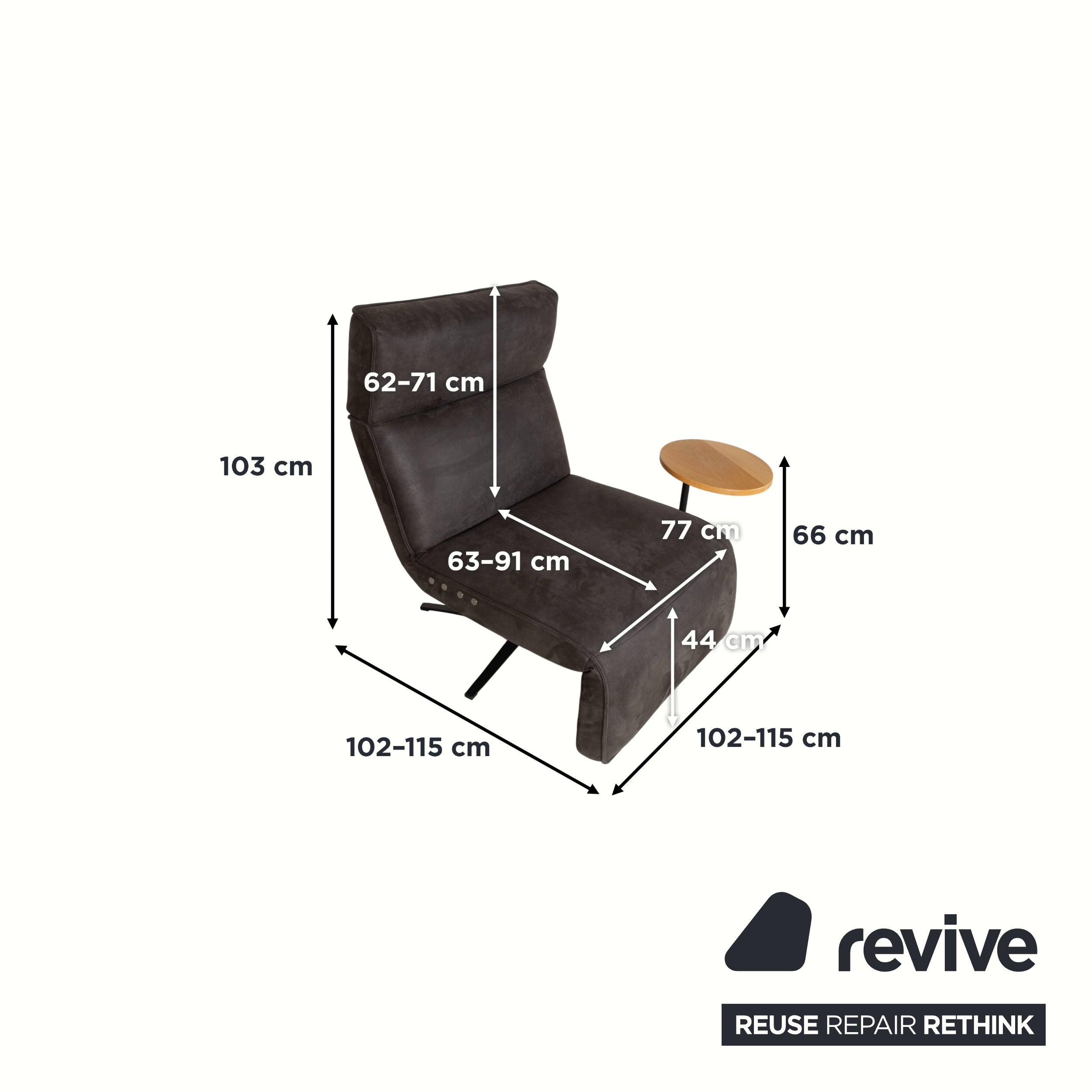 Garnitur Koinor Etino Stoff Holz Sessel Grau Anthrazit Schiefer elektrische Funktion