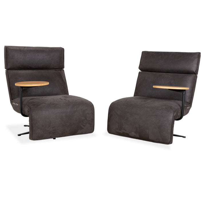 Ensemble de meubles Koinor Etino, tissu, bois, fauteuils, gris, anthracite, ardoise, fonction électrique