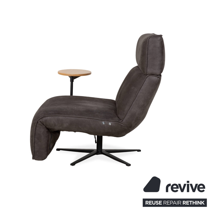 Koinor Etino furniture set, fabric, wood, armchairs, grey, anthracite, slate, electric function