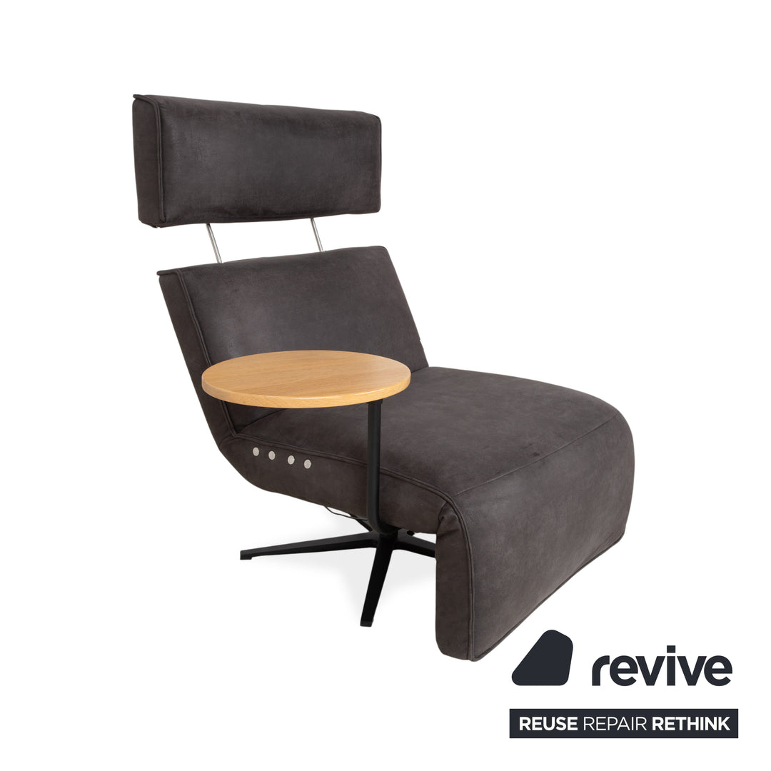 Ensemble de meubles Koinor Etino, tissu, bois, fauteuils, gris, anthracite, ardoise, fonction électrique