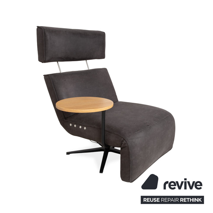 Koinor Etino furniture set, fabric, wood, armchairs, grey, anthracite, slate, electric function