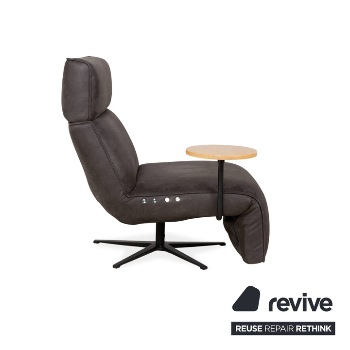 Koinor Etino furniture set, fabric, wood, armchairs, grey, anthracite, slate, electric function