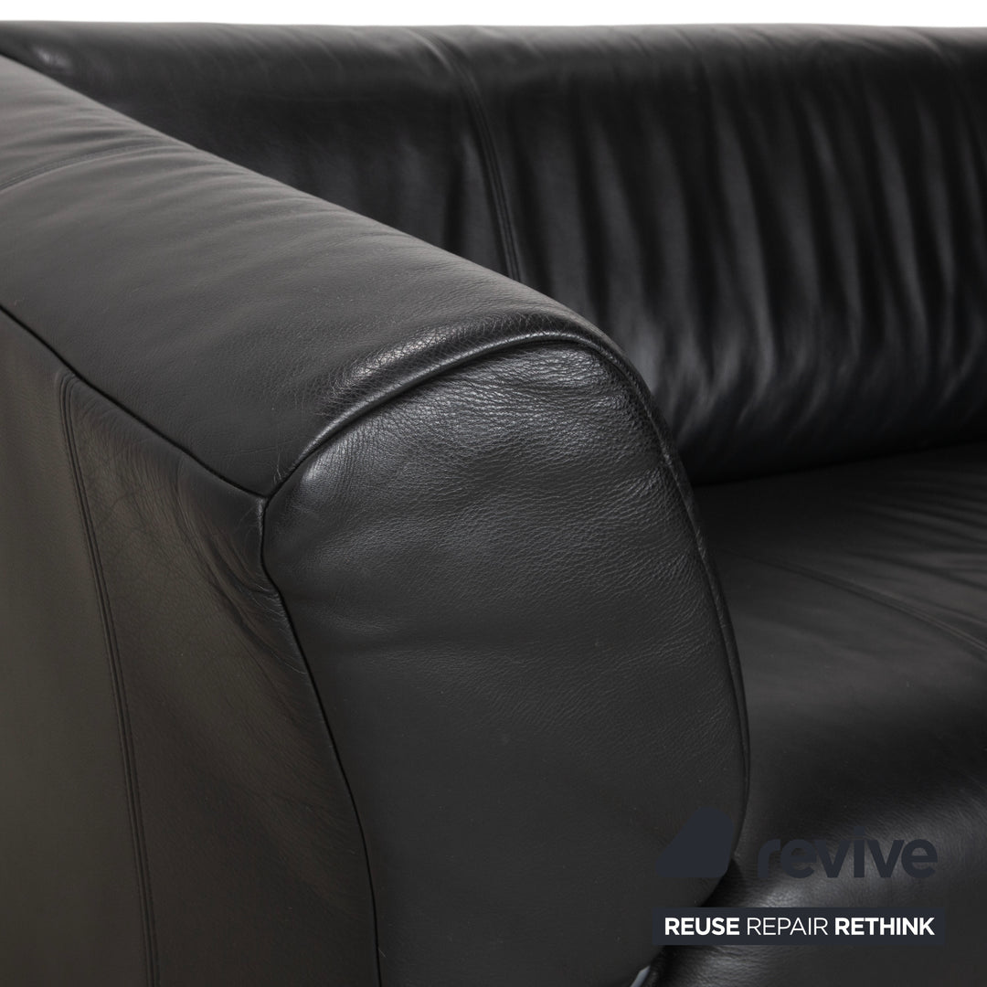 Rolf Benz 322 leather two-seater sofa set, black