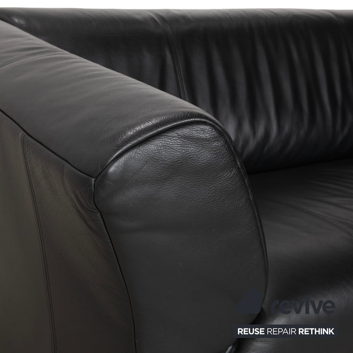 Rolf Benz 322 leather two-seater sofa set, black