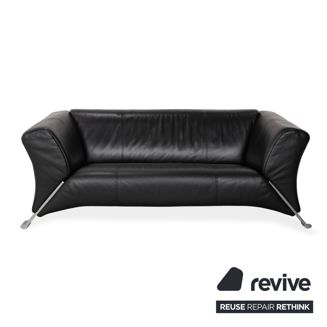 Rolf Benz 322 leather two-seater sofa set, black