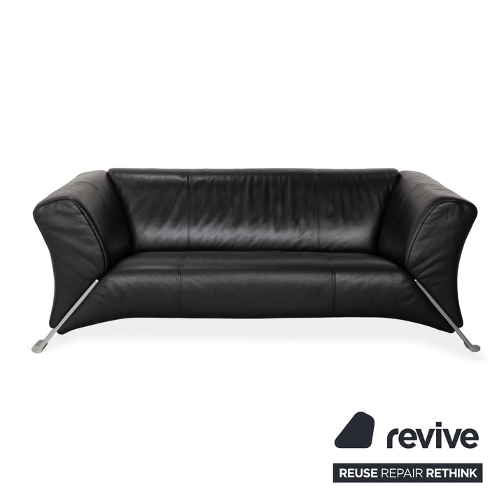 Rolf Benz 322 leather two-seater sofa set, black
