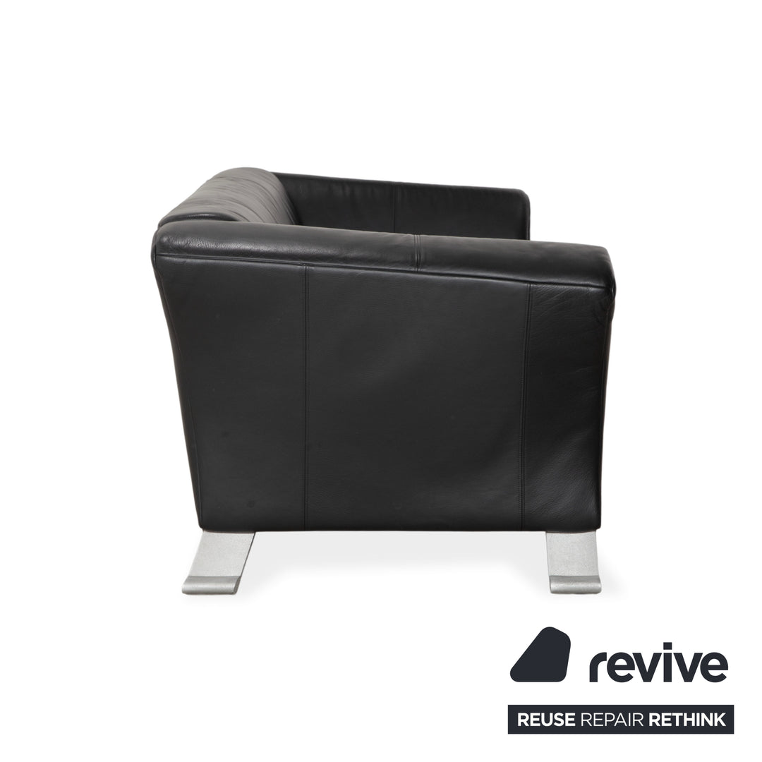 Rolf Benz 322 leather two-seater sofa set, black