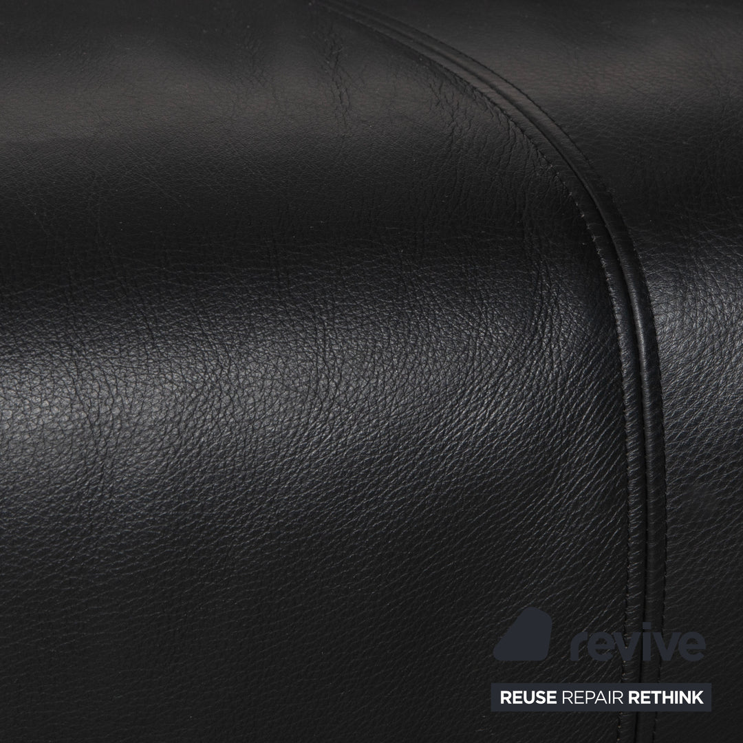 Rolf Benz 322 leather two-seater sofa set, black