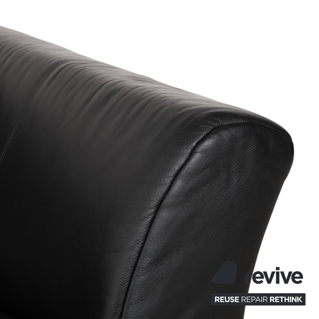 Rolf Benz 322 leather two-seater sofa set, black