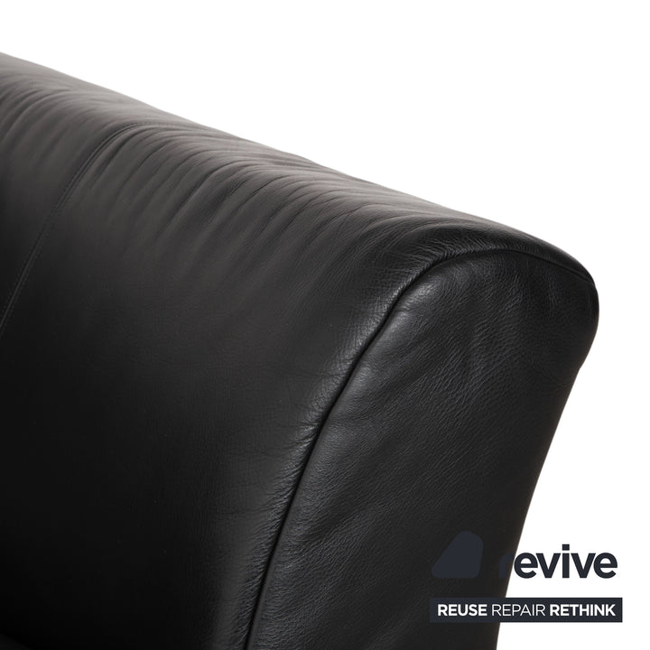 Rolf Benz 322 leather two-seater sofa set, black