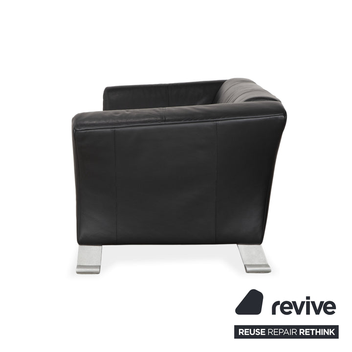 Rolf Benz 322 leather two-seater sofa set, black