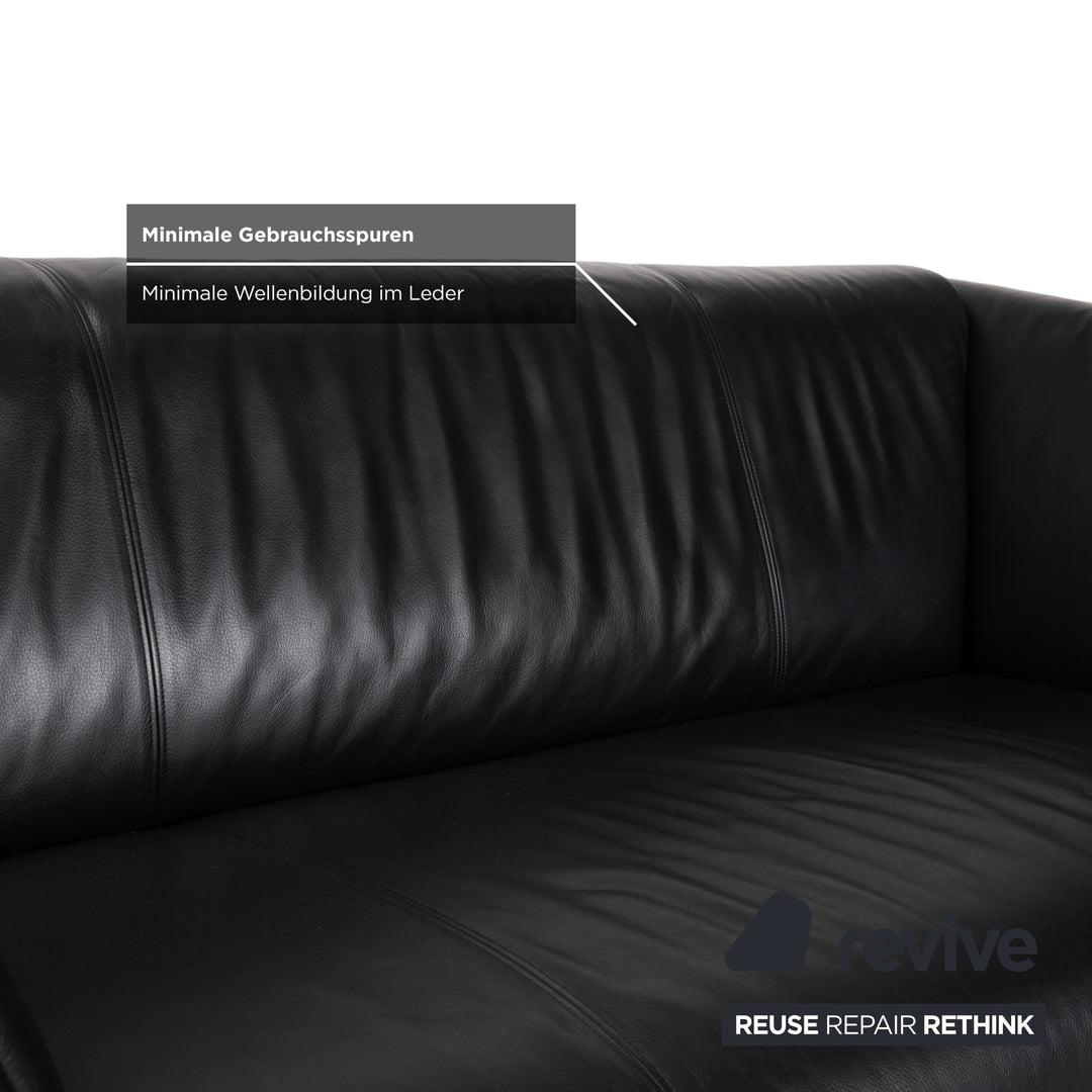 Rolf Benz 322 leather two-seater sofa set, black