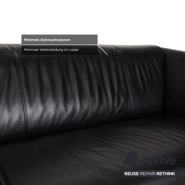 Rolf Benz 322 leather two-seater sofa set, black