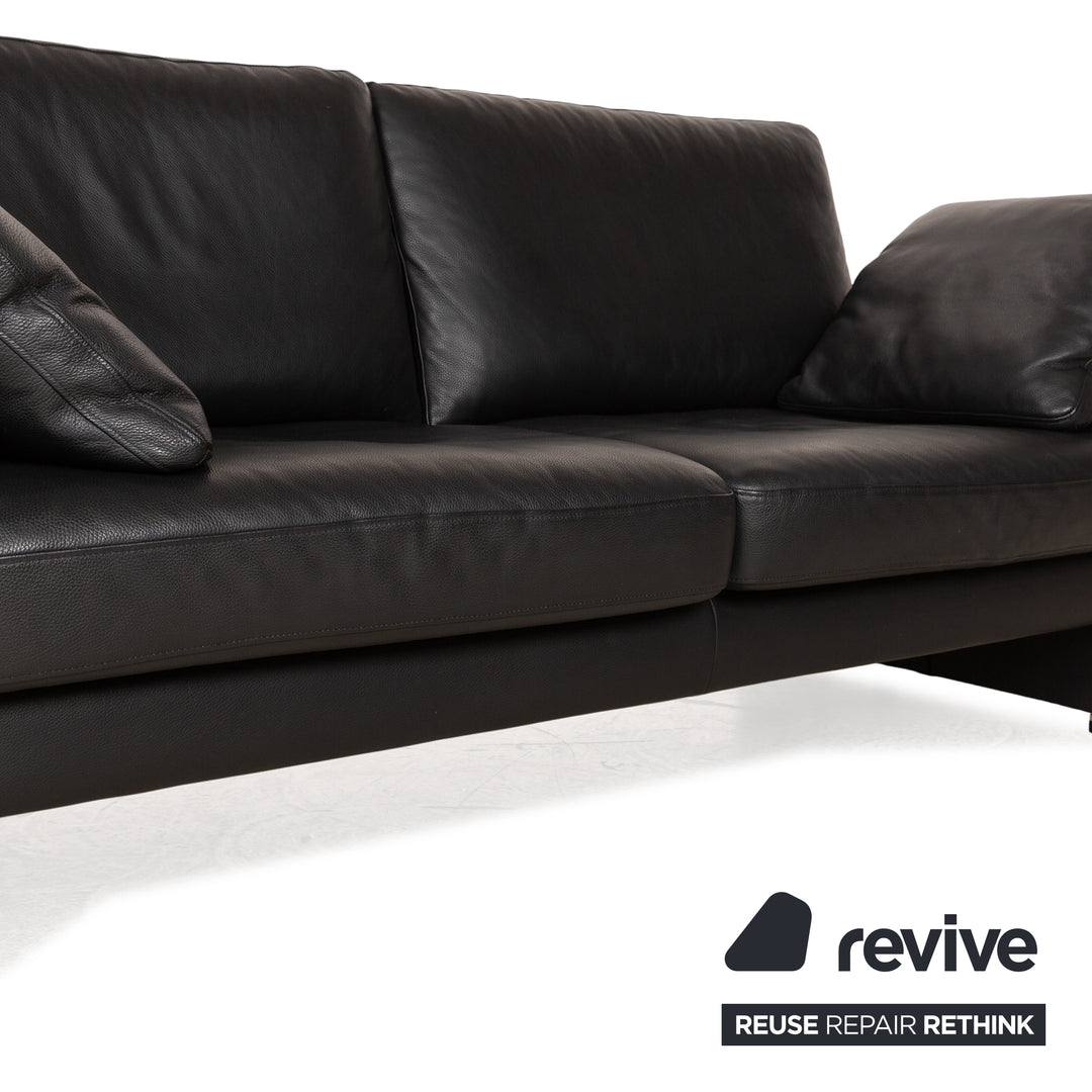 Gepade Cosmo 200 Leder Zweisitzer Schwarz manuelle Funktion Sofa Couch