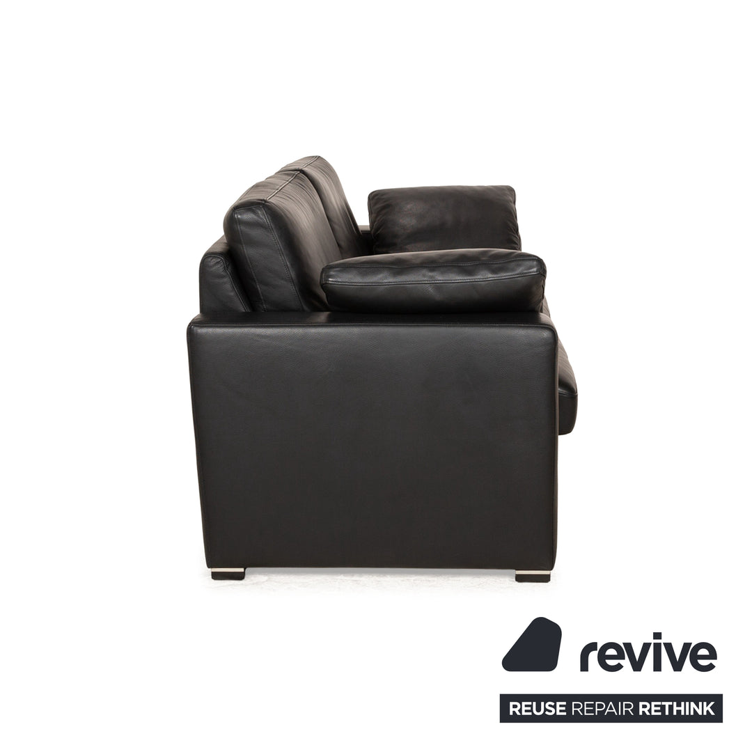 Gepade Cosmo 200 Leder Zweisitzer Schwarz manuelle Funktion Sofa Couch