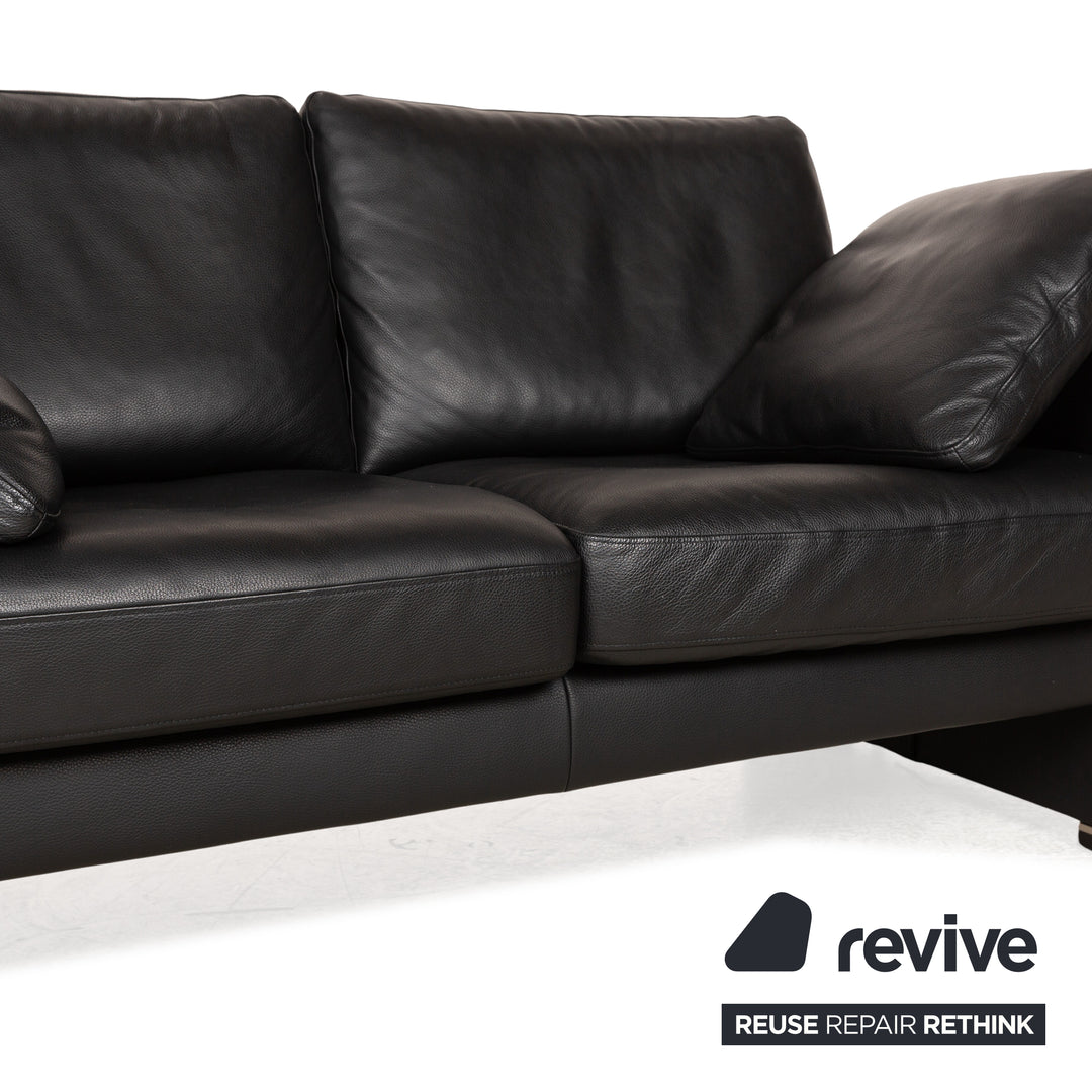 Gepade Cosmo 200 Leder Zweisitzer Schwarz manuelle Funktion Sofa Couch