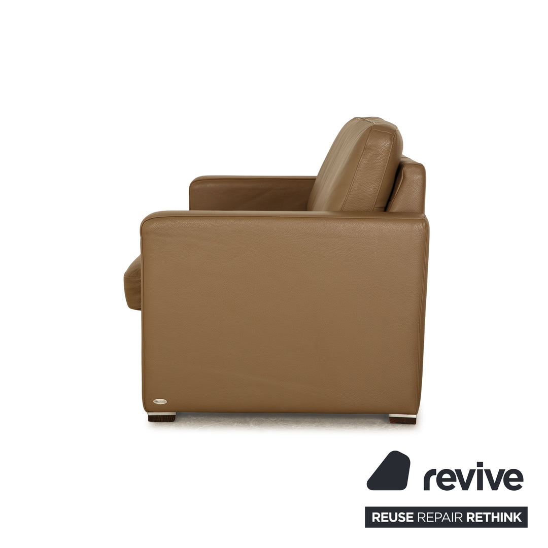 Gepade Leather Two Seater Beige Brown Sofa Couch