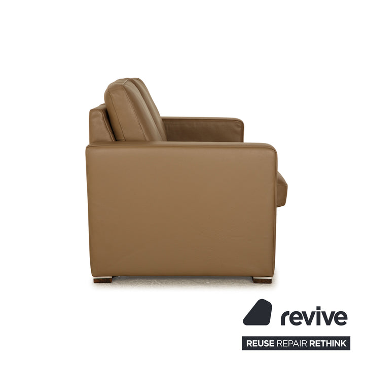 Gepade Leather Two Seater Beige Brown Sofa Couch