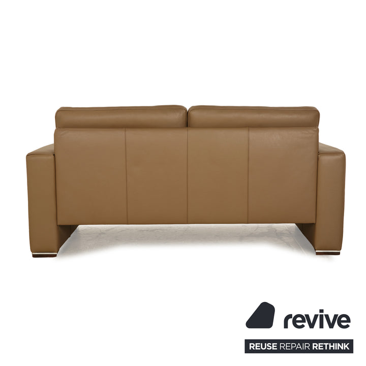 Gepade Leather Two Seater Beige Brown Sofa Couch