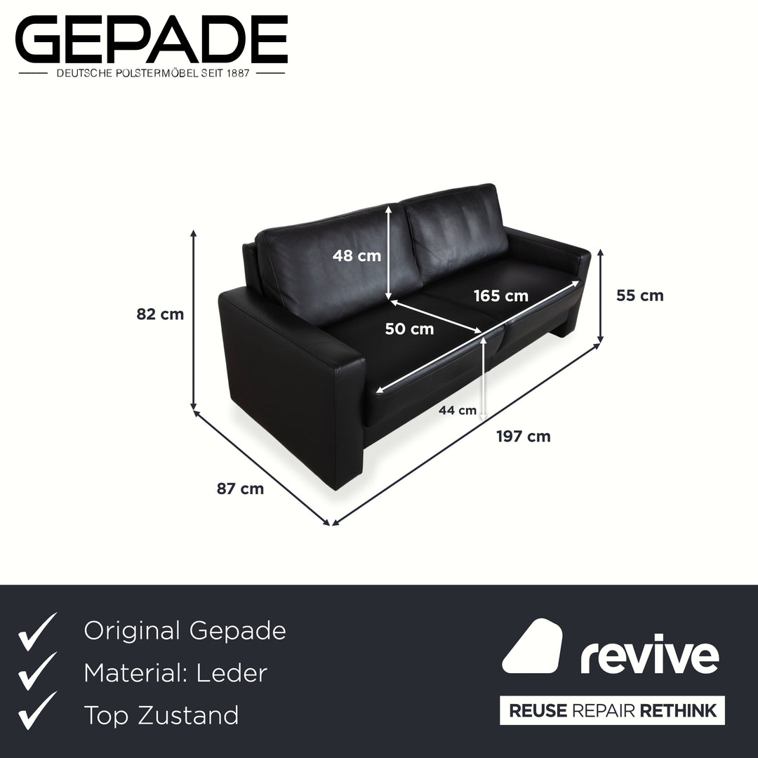 Gepade Systema Zweisitzer Leder Sofa Schwarz Couch