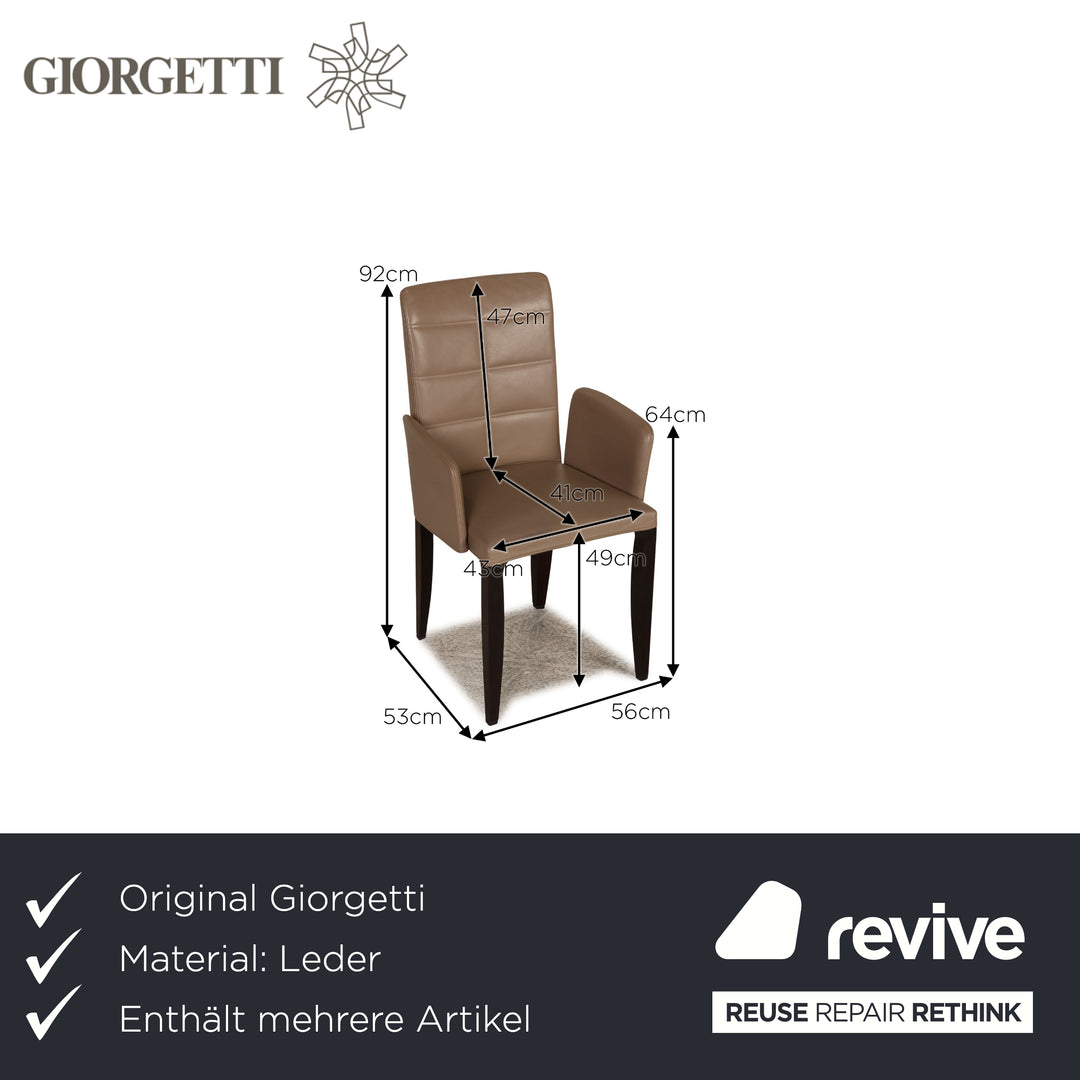 Giorgetti IDRA Leather Wood Set Brown Beige Chair Dining Table Table