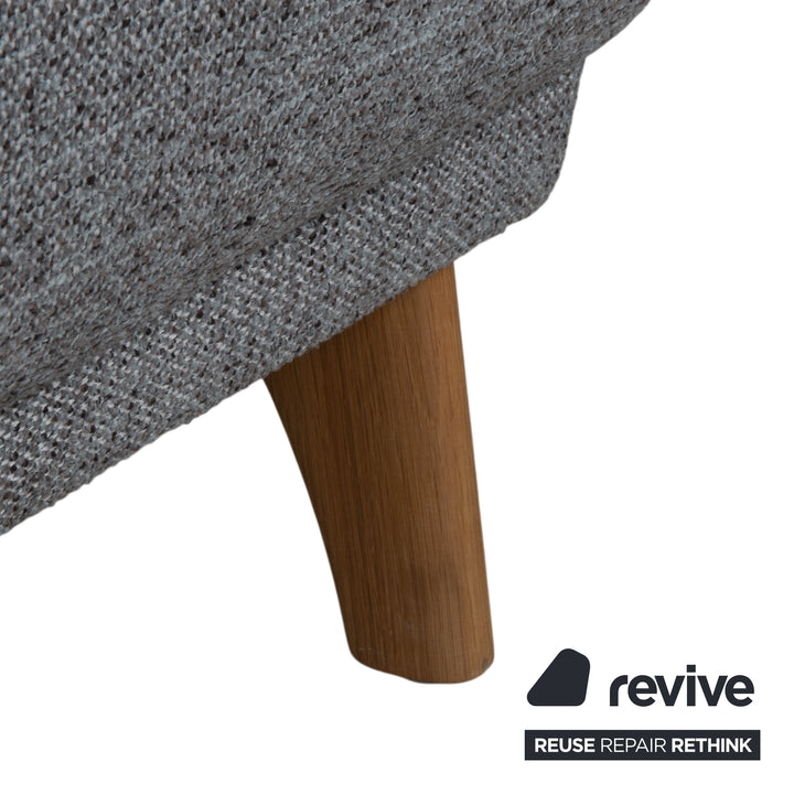 Global Wohnen Ecksofa Stoff Holz Grau Recamiere Rechts