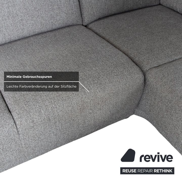 Global Wohnen Ecksofa Stoff Holz Grau Recamiere Rechts