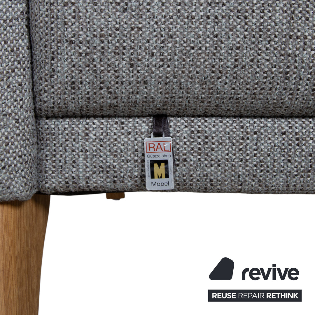 Global Wohnen Ecksofa Stoff Holz Grau Recamiere Rechts