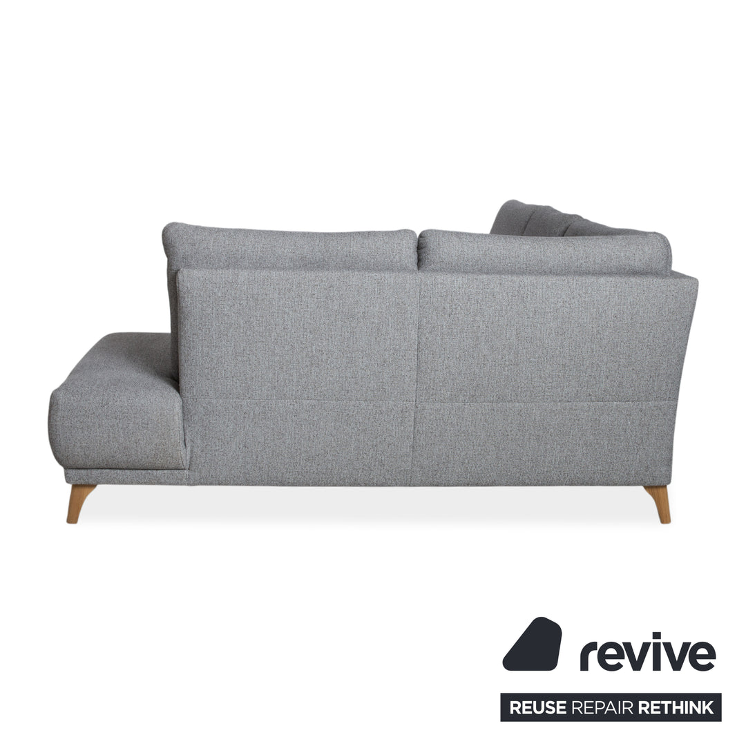 Global Wohnen Ecksofa Stoff Holz Grau Recamiere Rechts