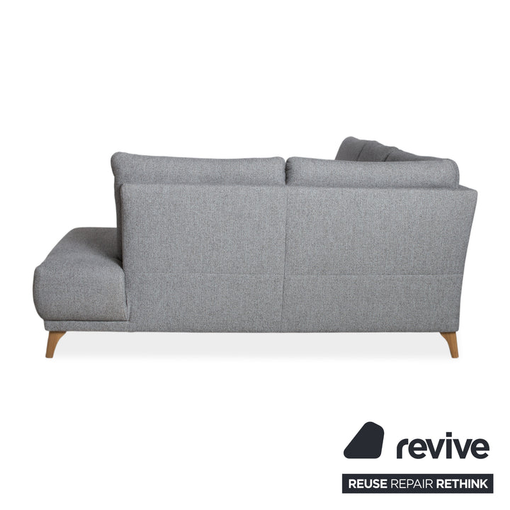 Global Wohnen Ecksofa Stoff Holz Grau Recamiere Rechts