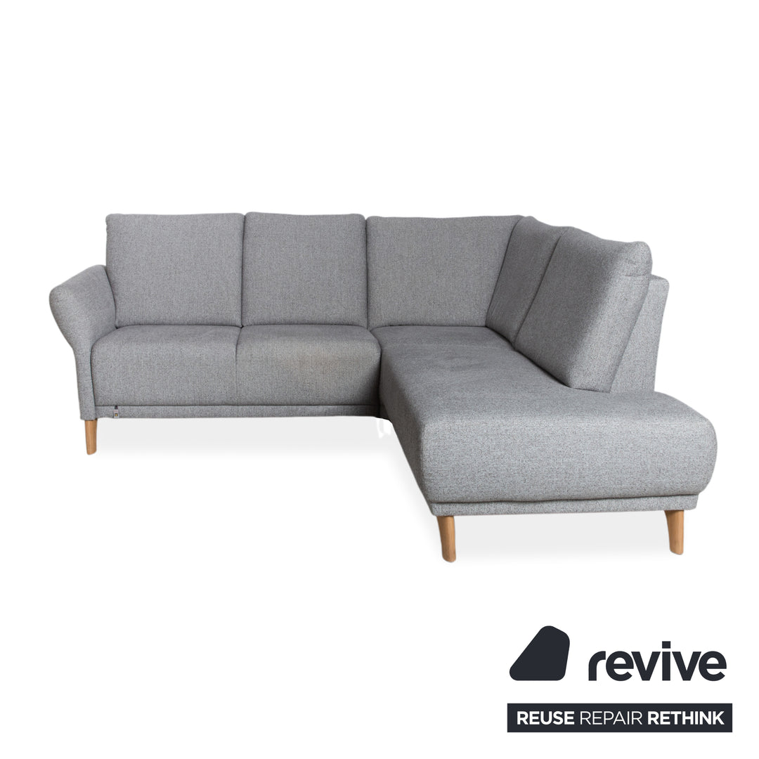 Global Wohnen Ecksofa Stoff Holz Grau Recamiere Rechts