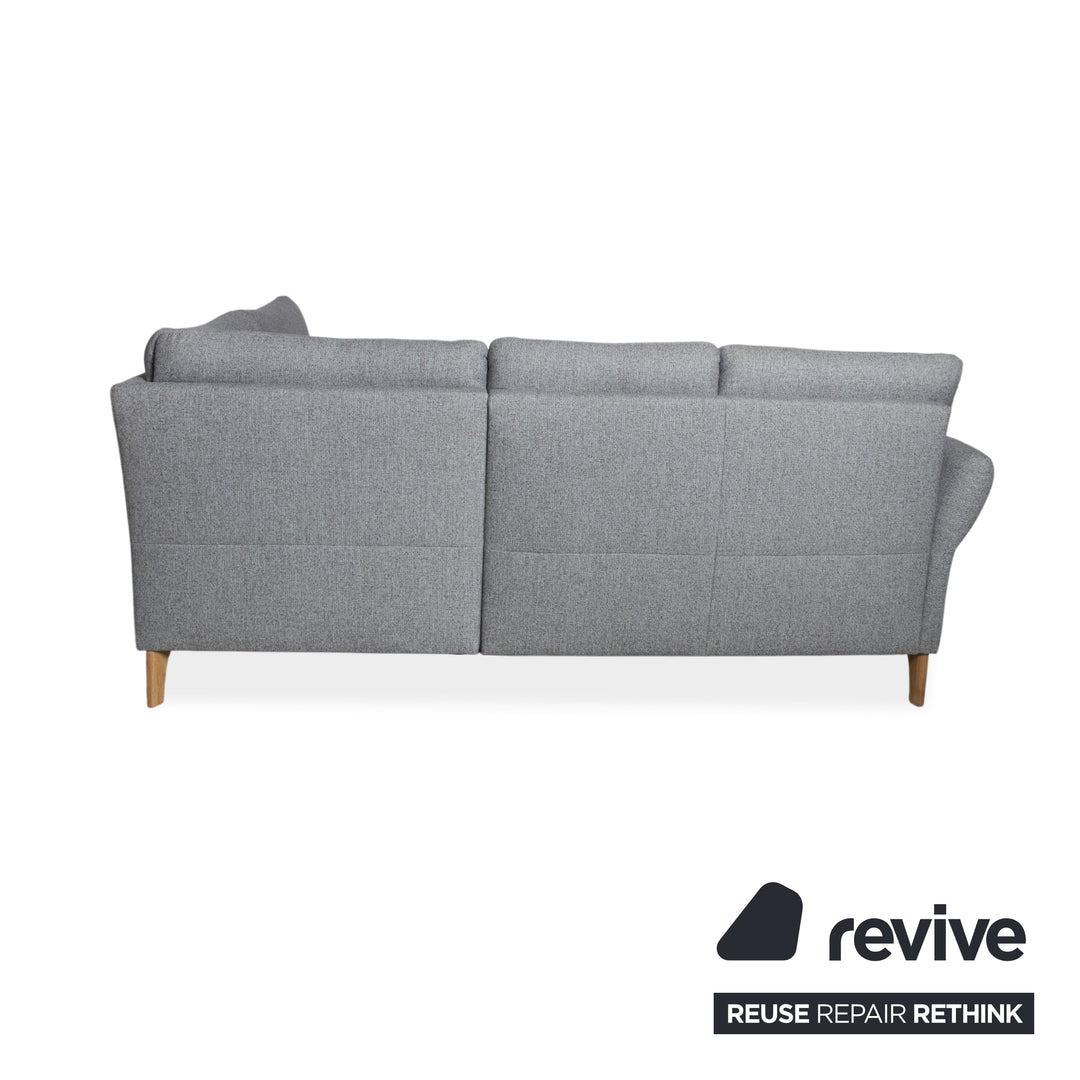 Global Wohnen Ecksofa Stoff Holz Grau Recamiere Rechts
