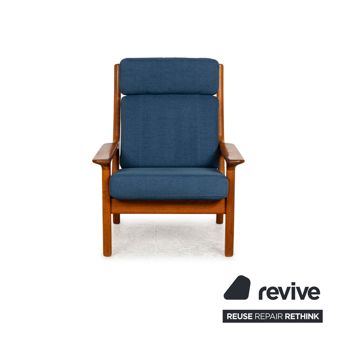 Glostrup Fabric Wood Armchair Blue Brown