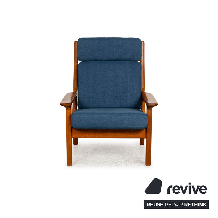 Glostrup Fabric Wood Armchair Blue Brown