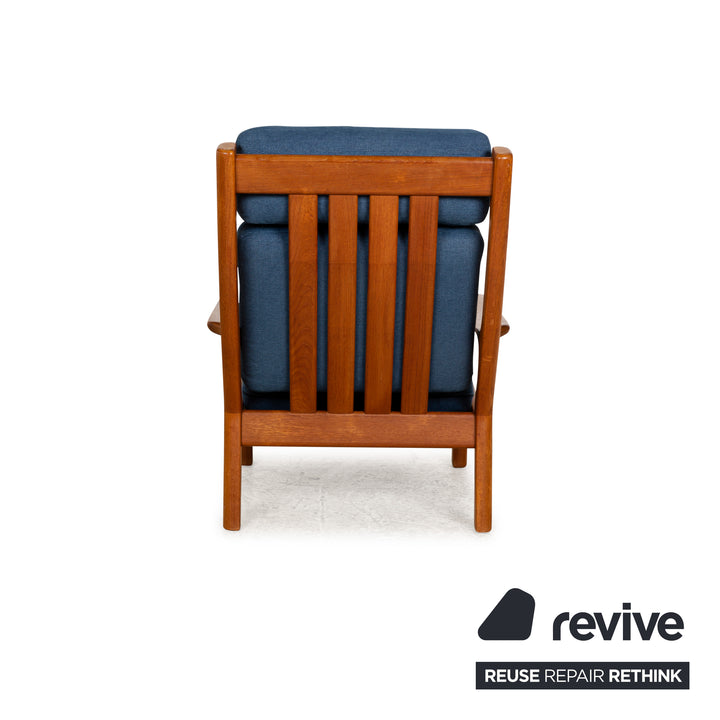 Glostrup Fabric Wood Armchair Blue Brown