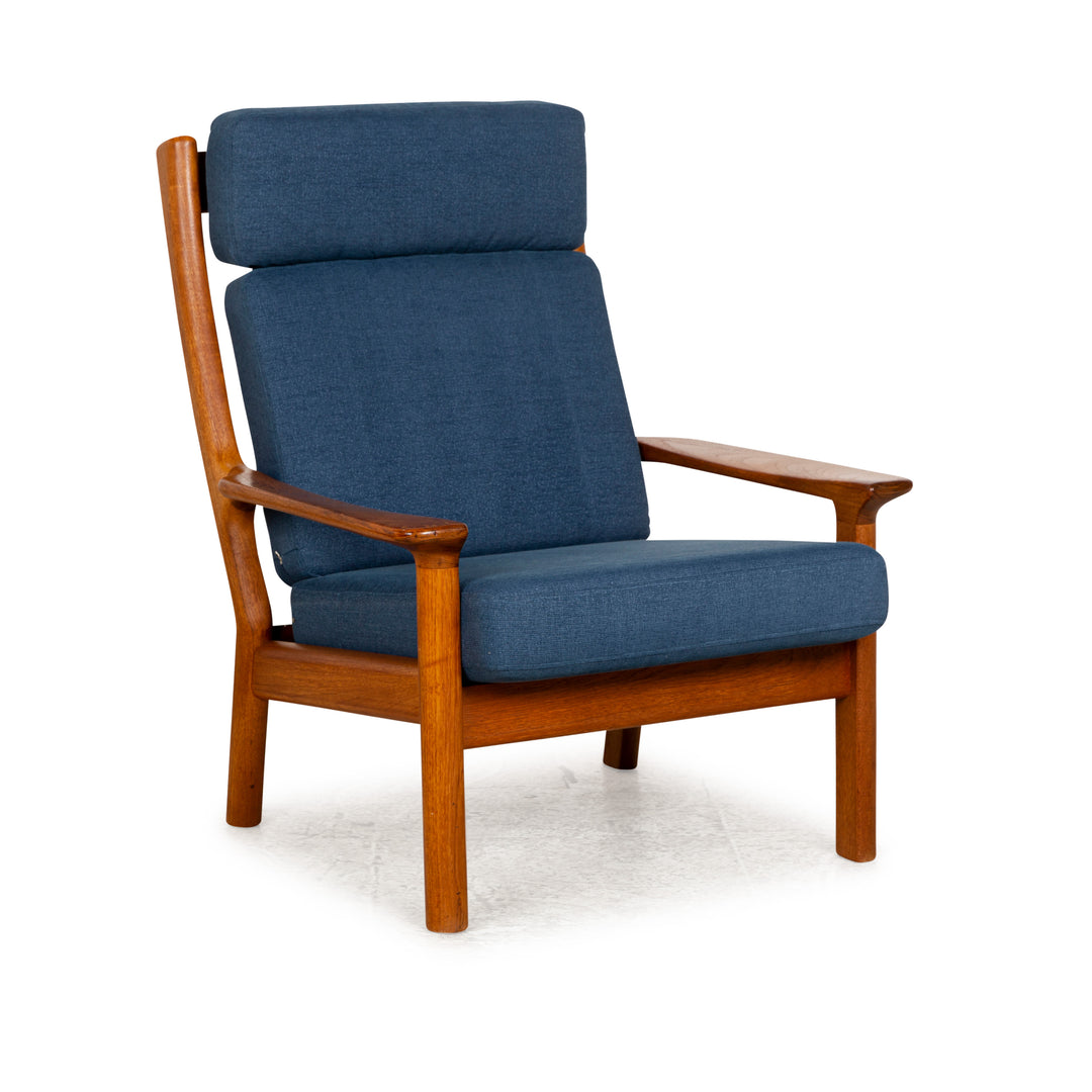 Glostrup Fabric Wood Armchair Blue Brown