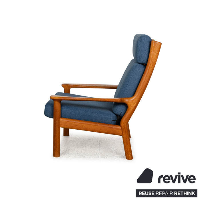 Glostrup Fabric Wood Armchair Blue Brown