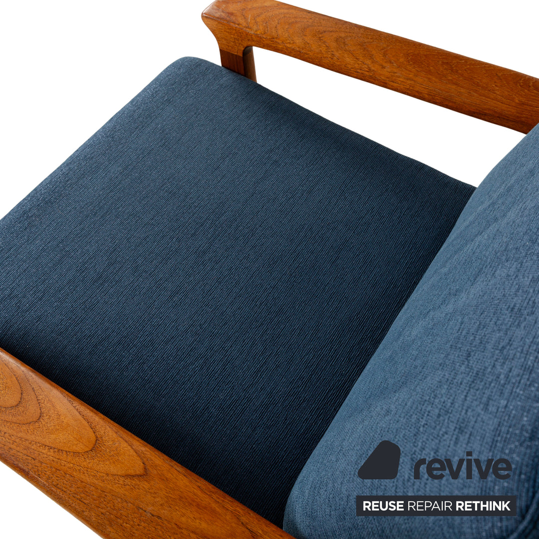 Glostrup Fabric Wood Armchair Blue Brown