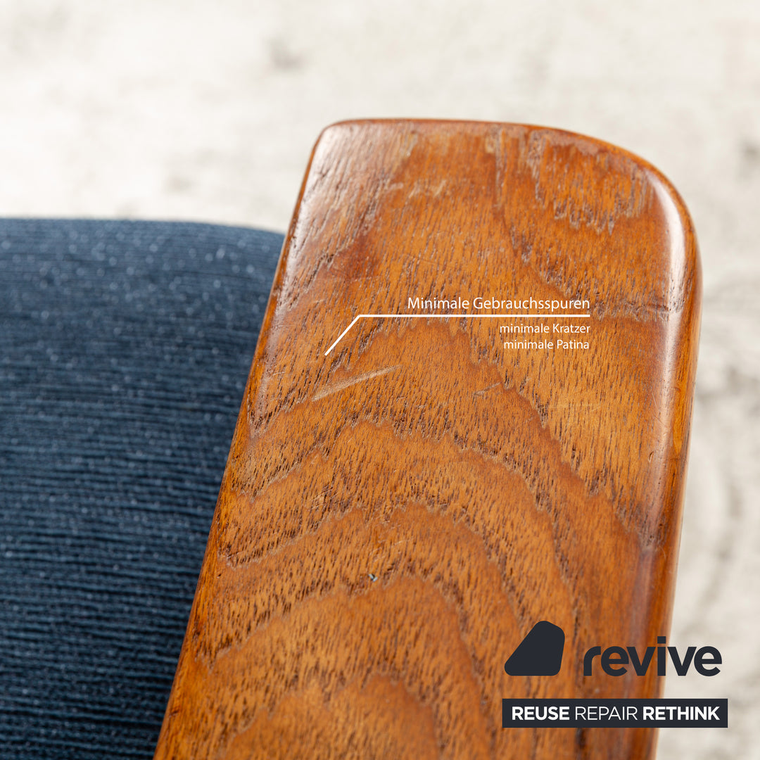 Glostrup Fabric Wood Armchair Blue Brown